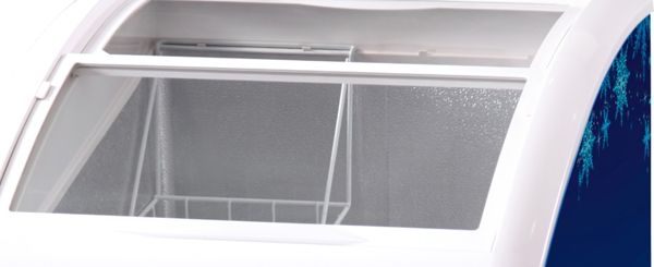 Smad 138L/156L Small Curved Glass Door Ice Cream Freezer with Stylish glass top