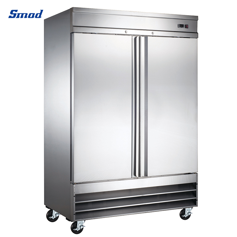 
Smad 1321L Double Door Stainless Steel Upright Freezer/Refrigerator with Self-closing Door   