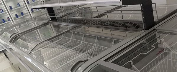 
Wire baskets of refrigerator to keep your food organized in supermarket
