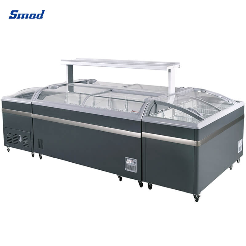 
Smad 500L glass door display island freezer with Optional LED light