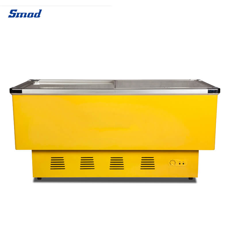 Smad 376L Flat Sliding Glass Door Island Display Freezer with Mechanical temperature control