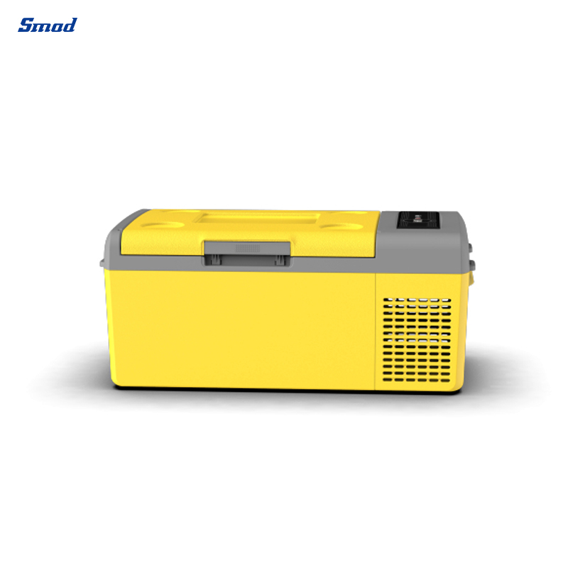 Smad 15L Yellow Mini Fridge for Car with Two-way lid design