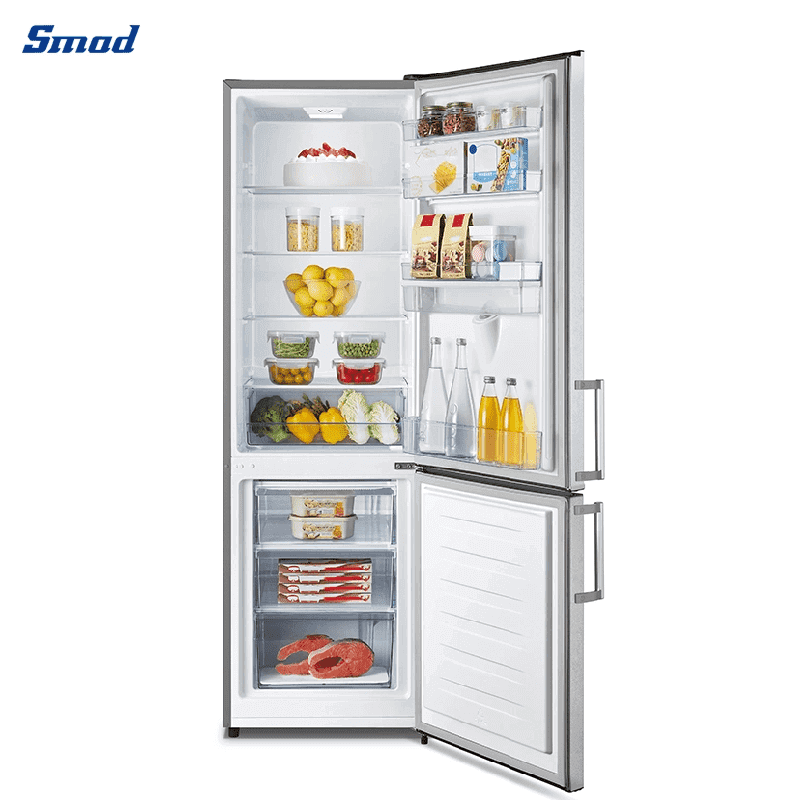 
Smad Stainless Steel Bottom Mount Fridge with Repositionable Glass Shelves