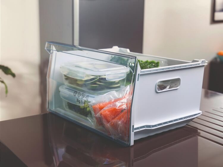 
Smad Stainless Steel Bottom Mount Fridge with Convenient Box